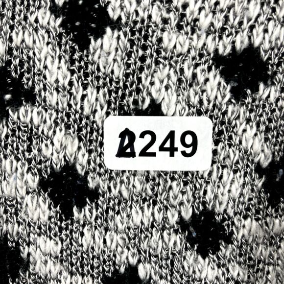 Design Studio Sweater Womens Medium Gray Black dots Cardigan Knit preppy - Picture 15 of 15
